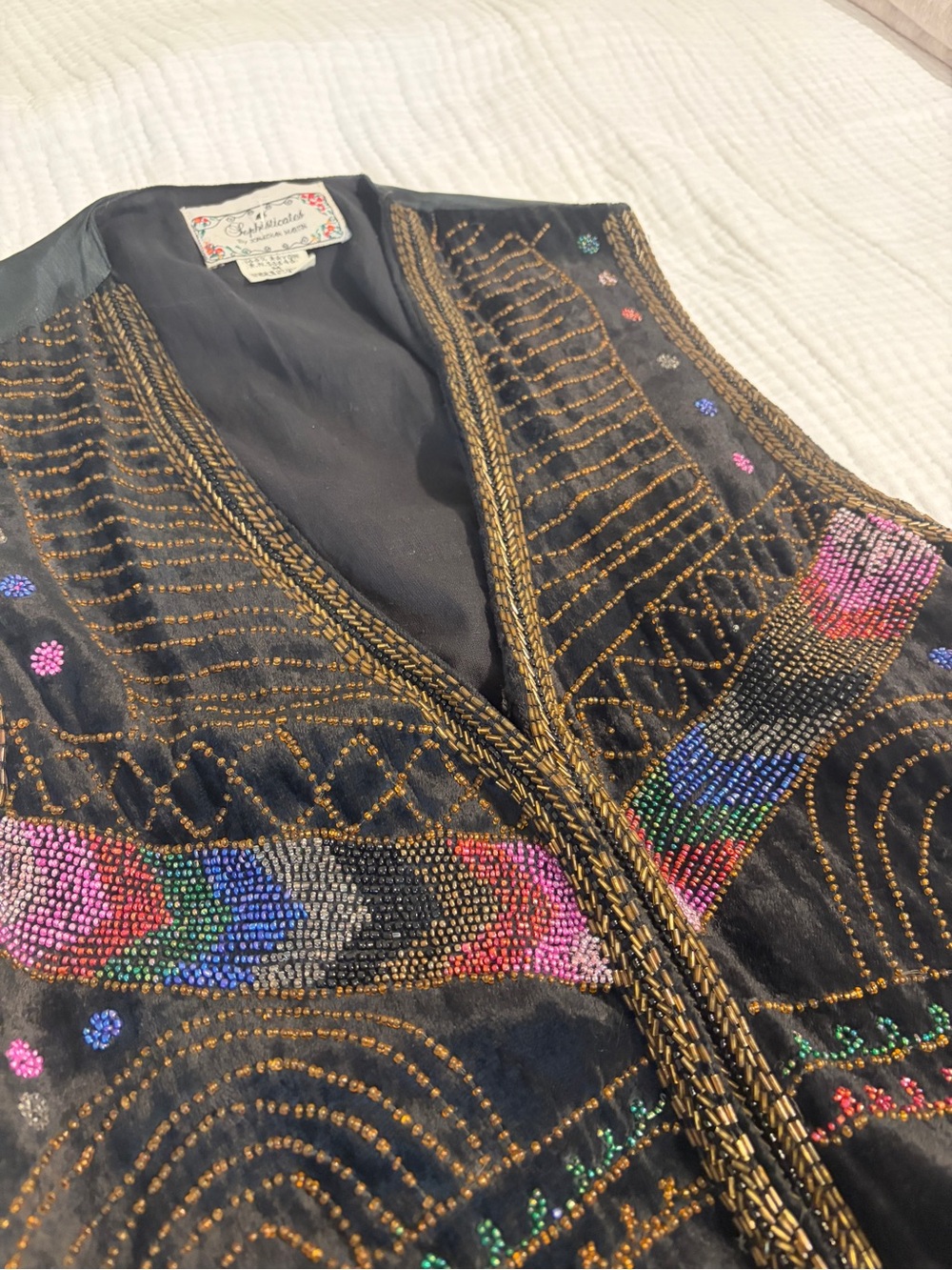 Vintage Embroidered Beaded Vest by Jonathan Martin - Picture 2 of 6
